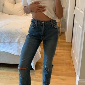 Zara high waisted ripped jeans